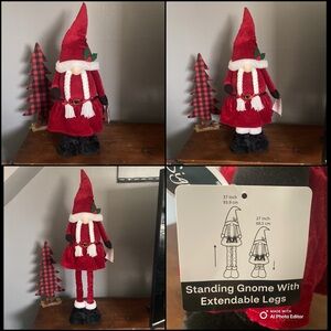 NWT- Beautiful Mrs Claus Greeter Gnome Decoration w/ Extendable Legs 27”-37” H
